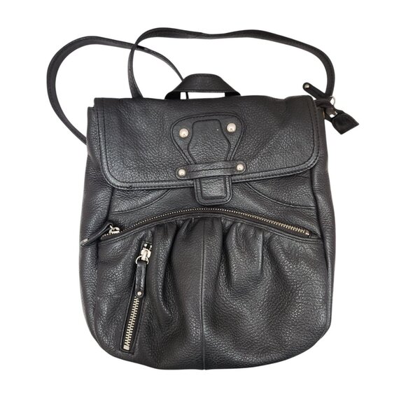 Pelle Studio Women's Black Pebbled Leather Backpack Handbag 11" x 11" x 3" - Picture 3 of 8